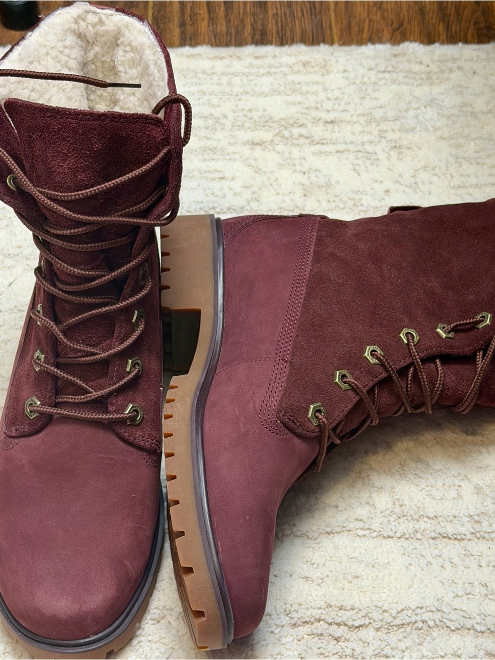 ✨ Brand New Timberlands- Jayne Waterproof Fleece Fold-Down Boot 'Burgundy'✨